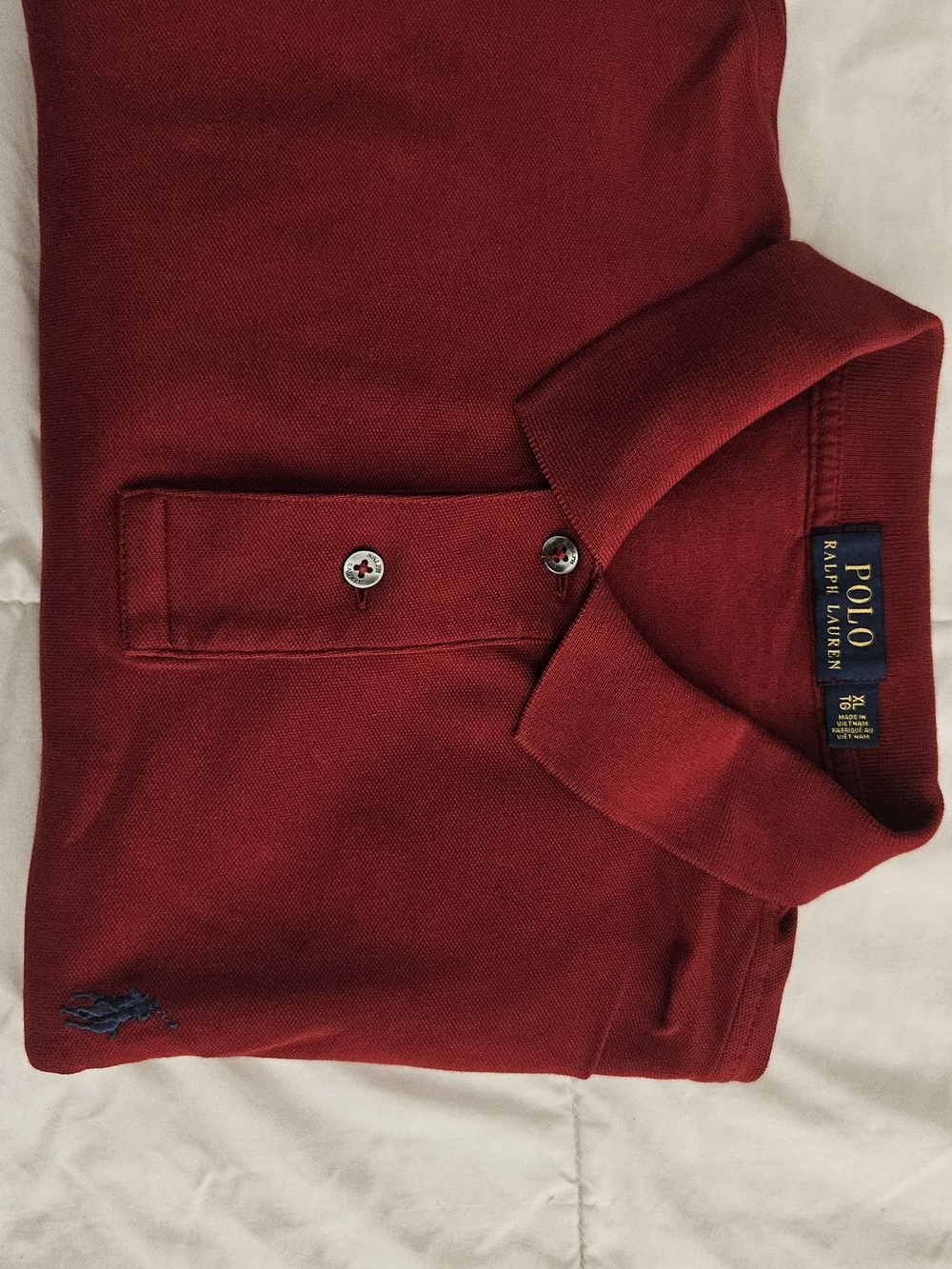 Ralph Lauren Maroon Polo with Navy Pony Embroidery